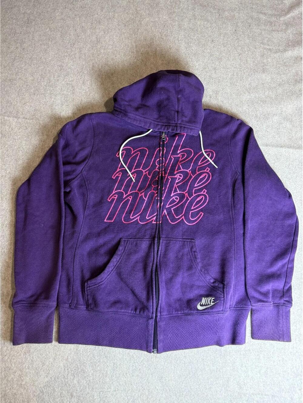 Vintage Y2k Silver Tag Embroidered Logo Hoodie Sweatshirt  Purple Pink Womans XL